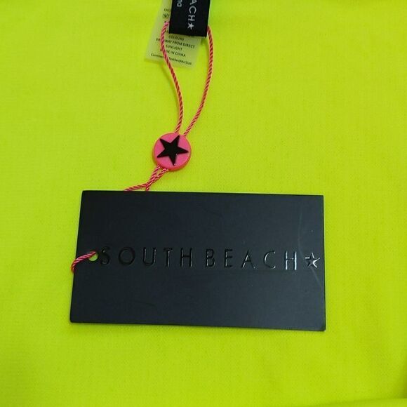 South Beach Curve Exclusive ribbed high waist bikini bottom in neon yellow NWT - Picture 3 of 6